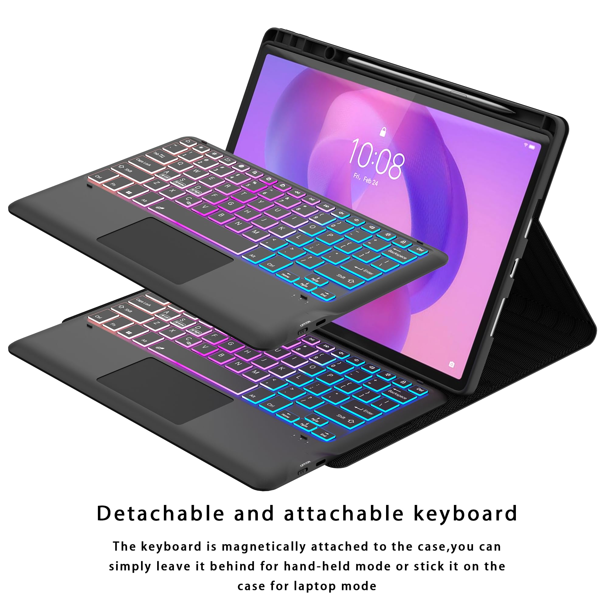 for Lenovo Idea Tab Pro 12.7 Inch 2025 Keyboard Case: 3 Zone 7